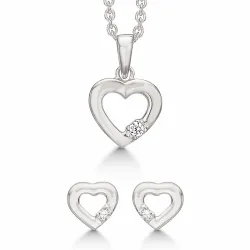 Støvring Design hart sieraden set in gerodineerd zilver witte zirkonen