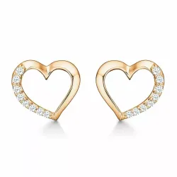 Støvring Design hart oorbellen in verguld sterlingzilver witte zirkoon