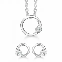 Støvring Design rond sieraden set in zilver witte zirkonen