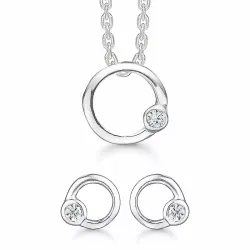 Støvring Design rond sieraden set in zilver witte zirkonen