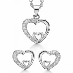 Støvring Design hart sieraden set in zilver witte zirkoon