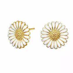 15 mm Siersbøl margriet oorbellen in verguld sterlingzilver witte emaille