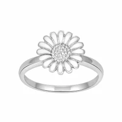 10 mm Siersbøl margriet ring in zilver witte emaille