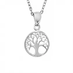 Siersbøl boom van het leven hanger met ketting in gerodineerd zilver