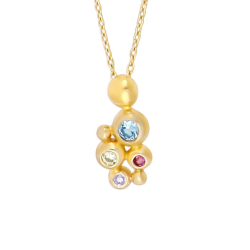 Siersbøl hanger met ketting in verguld sterlingzilver veelkleurig zirkoon