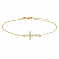 Siersbøl kruis armband in 8 karaat goud witte zirkoon
