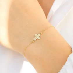 13 x 8 mm Siersbøl dagmarkruis armband in 9 karaat goud