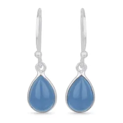 druppelvormig blauwe caledoniet oorbellen in zilver - Loom Stones
