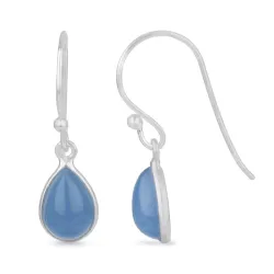 druppelvormig blauwe caledoniet oorbellen in zilver - Loom Stones