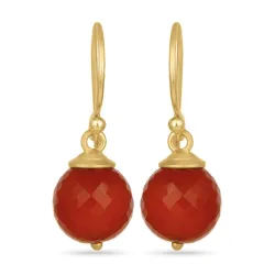 rond onyx oorbellen in verguld sterlingzilver - Loom Stones