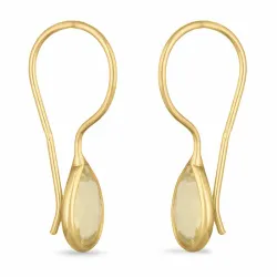 lange druppel topaas oorbellen in verguld sterlingzilver - Loom Stones