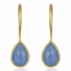 Lange druppel caledoniet oorbellen in verguld sterlingzilver