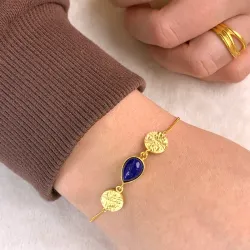 lazuursteen armband in verguld sterlingzilver met hanger in verguld sterlingzilver