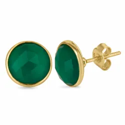 groene onyx oorsteker in verguld sterlingzilver - Loom Stones