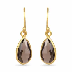 lange kwarts oorbellen in verguld sterlingzilver