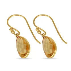 lange geel topaas oorbellen in verguld sterlingzilver - Loom Stones