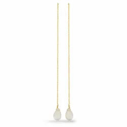 Lange maansteen oorbellen in verguld sterlingzilver