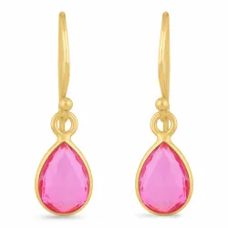 lange druppel oorbellen in verguld zilver - Loom Stones