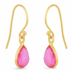 lange druppel oorbellen in verguld zilver - Loom Stones