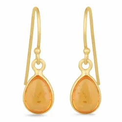 lange barnsteen oorbellen in verguld zilver - Loom Stones