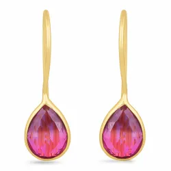 lange amethist oorbellen in verguld zilver - Loom Stones