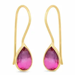 lange amethist oorbellen in verguld zilver - Loom Stones