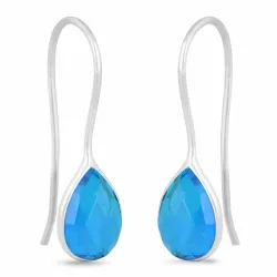 lange blauwe topaas oorbellen in zilver - Loom Stones