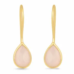 witte maansteen oorbellen in verguld zilver - Loom Stones