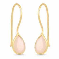 witte maansteen oorbellen in verguld zilver - Loom Stones