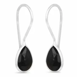 lange zwart onyx oorbellen in zilver - Loom Stones