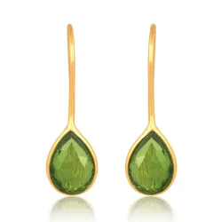 peridoot oorbellen in verguld zilver - Loom Stones