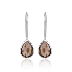 rookkleurige kwarts oorbellen in zilver - Loom Stones