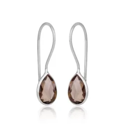 rookkleurige kwarts oorbellen in zilver - Loom Stones