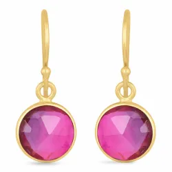 lange rond amethist oorbellen in verguld zilver - Loom Stones