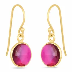 lange rond amethist oorbellen in verguld zilver - Loom Stones