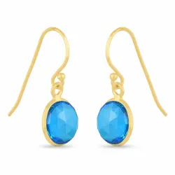 lange blauwe topaas oorbellen in verguld zilver - Loom Stones