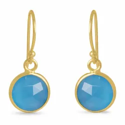 blauwe caledoniet oorbellen in verguld zilver - Loom Stones