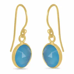 blauwe caledoniet oorbellen in verguld zilver - Loom Stones