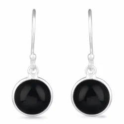 lange zwart onyx oorbellen in zilver - Loom Stones