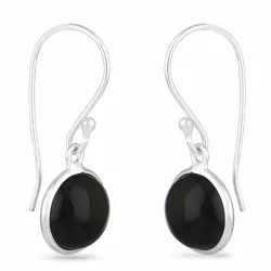 lange zwart onyx oorbellen in zilver - Loom Stones