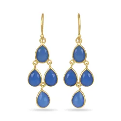blauwe caledoniet oorbellen in verguld sterlingzilver - Loom Stones