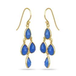 blauwe caledoniet oorbellen in verguld sterlingzilver - Loom Stones