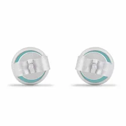 matte rond blauwe caledoniet oorsteker in zilver - Loom Stones