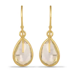 lange druppel kwarts oorbellen in verguld zilver - Loom Stones