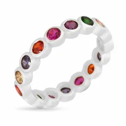 mat veelkleurig zirkoon ring in zilver