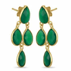 groene onyx oorbellen in verguld sterlingzilver - Loom Stones