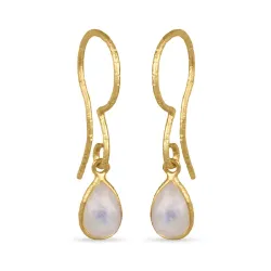 Witte maansteen oorbellen in verguld sterlingzilver