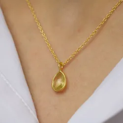 Druppel topaas ketting in verguld sterlingzilver met hanger in verguld sterlingzilver