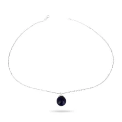 Rond blauwe ketting in zilver met hanger in zilver