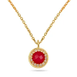 Rond rode ketting in verguld sterlingzilver met hanger in verguld sterlingzilver